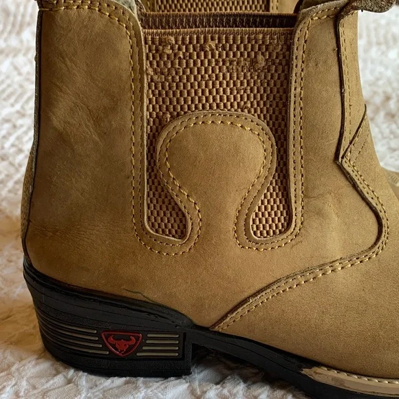 Rodeo Chelsea Square Toe Tan Western Boots with Embroidered Design - Picture 2 of 16